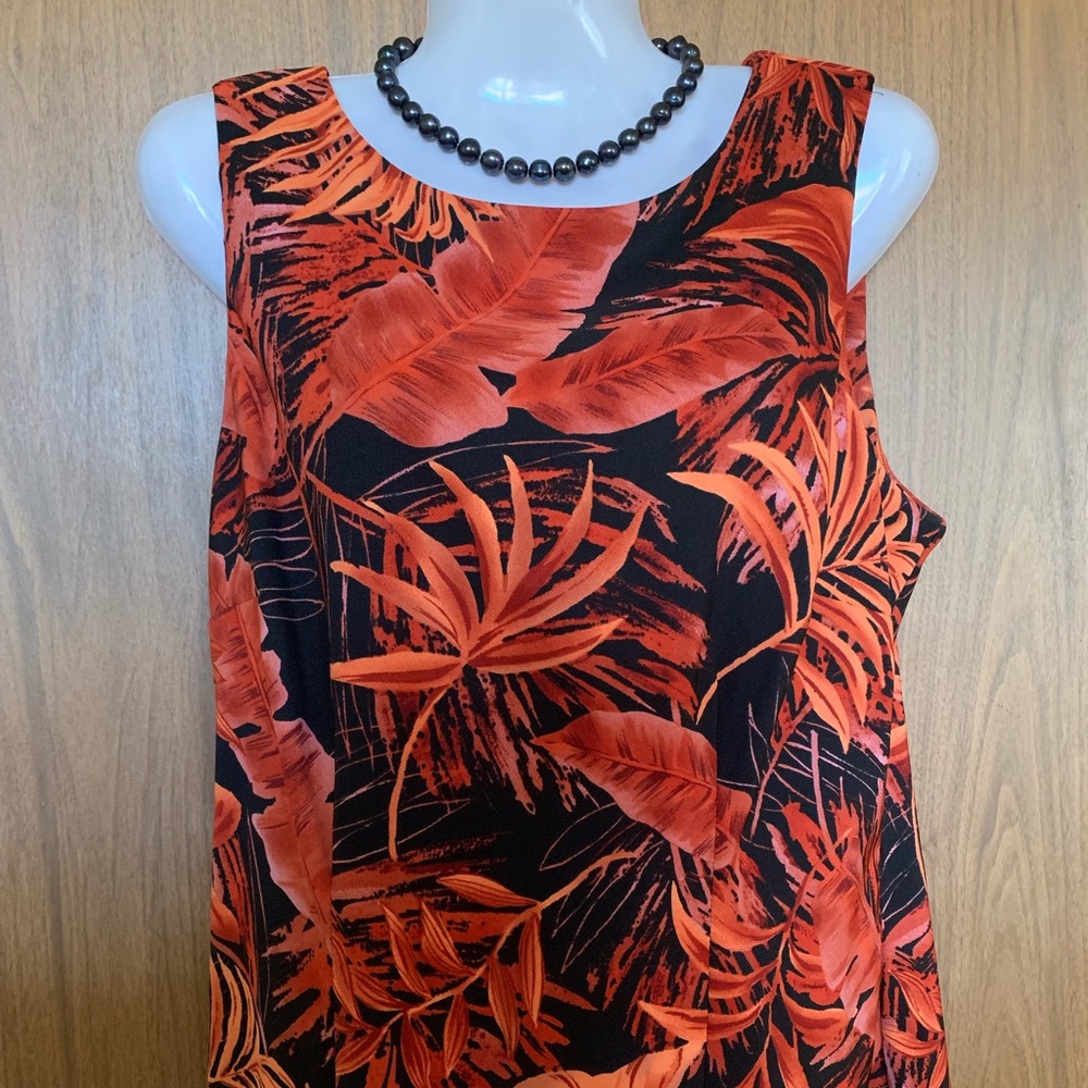 AGB Red Black Leaf Pattern Dress